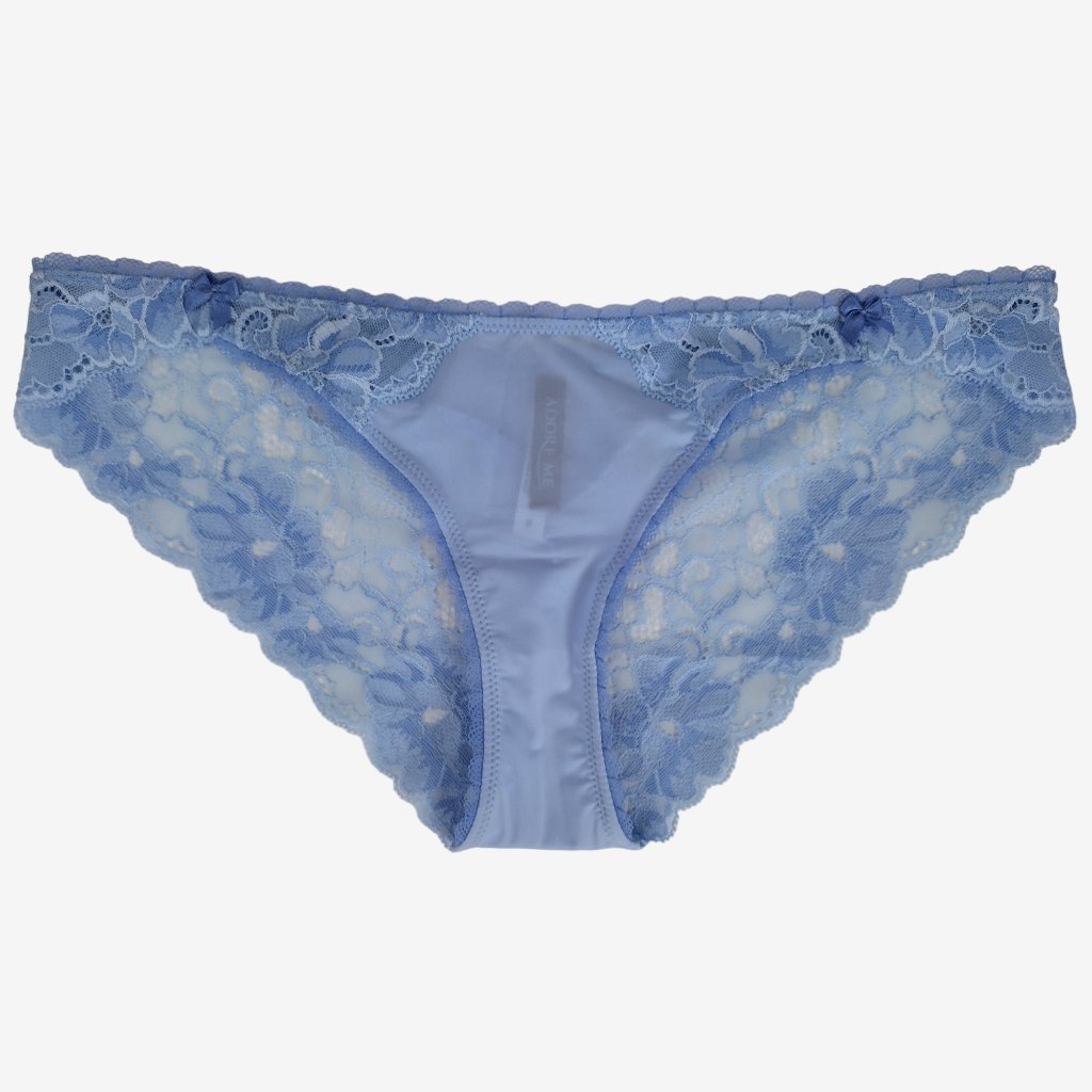 Adore Me Blue Sheer Matte Satin And Floral Lace Cheeky Panty Size S — image 8 of 8